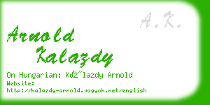 arnold kalazdy business card